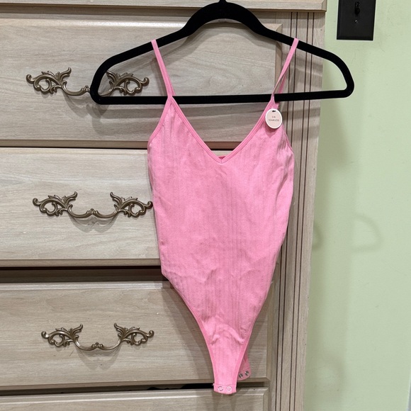 Pink Ribbed Bodysuit - Picture 1 of 3